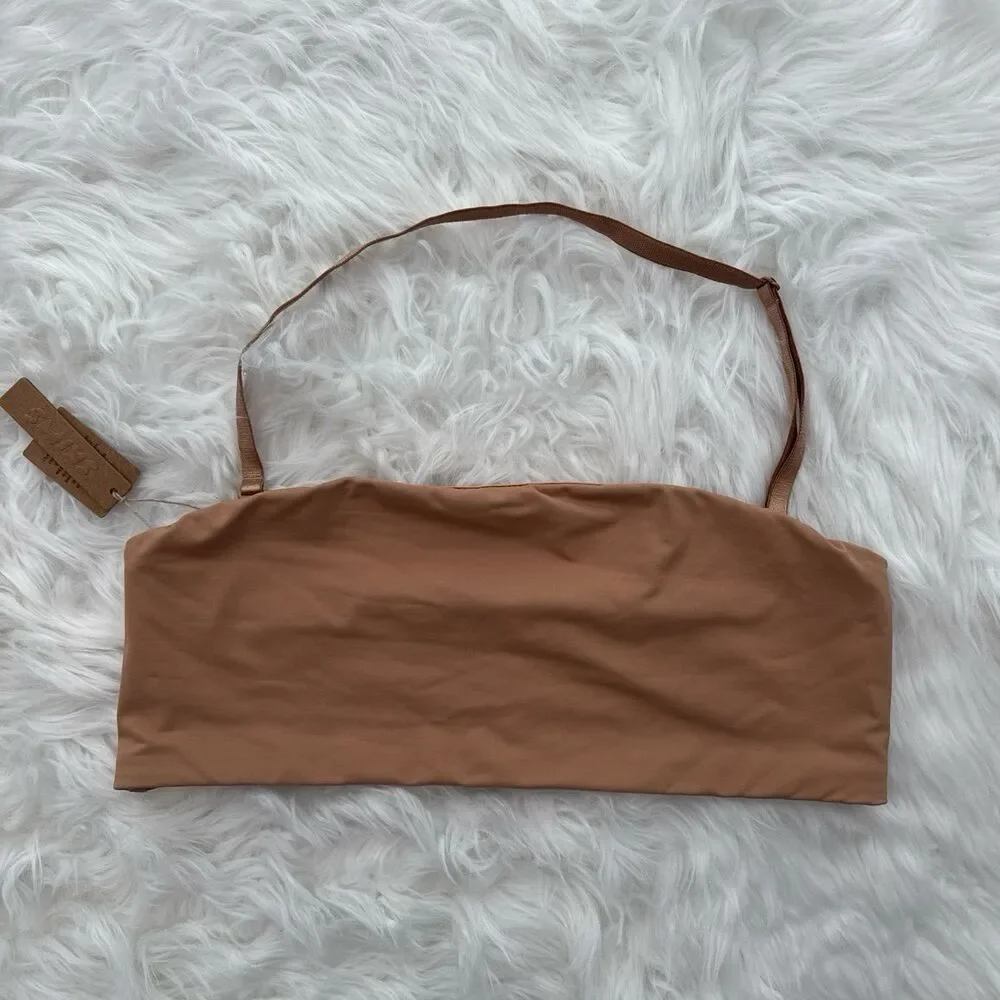 Skims Signature Swim Bandeau Bikini Top Ochre Size Large